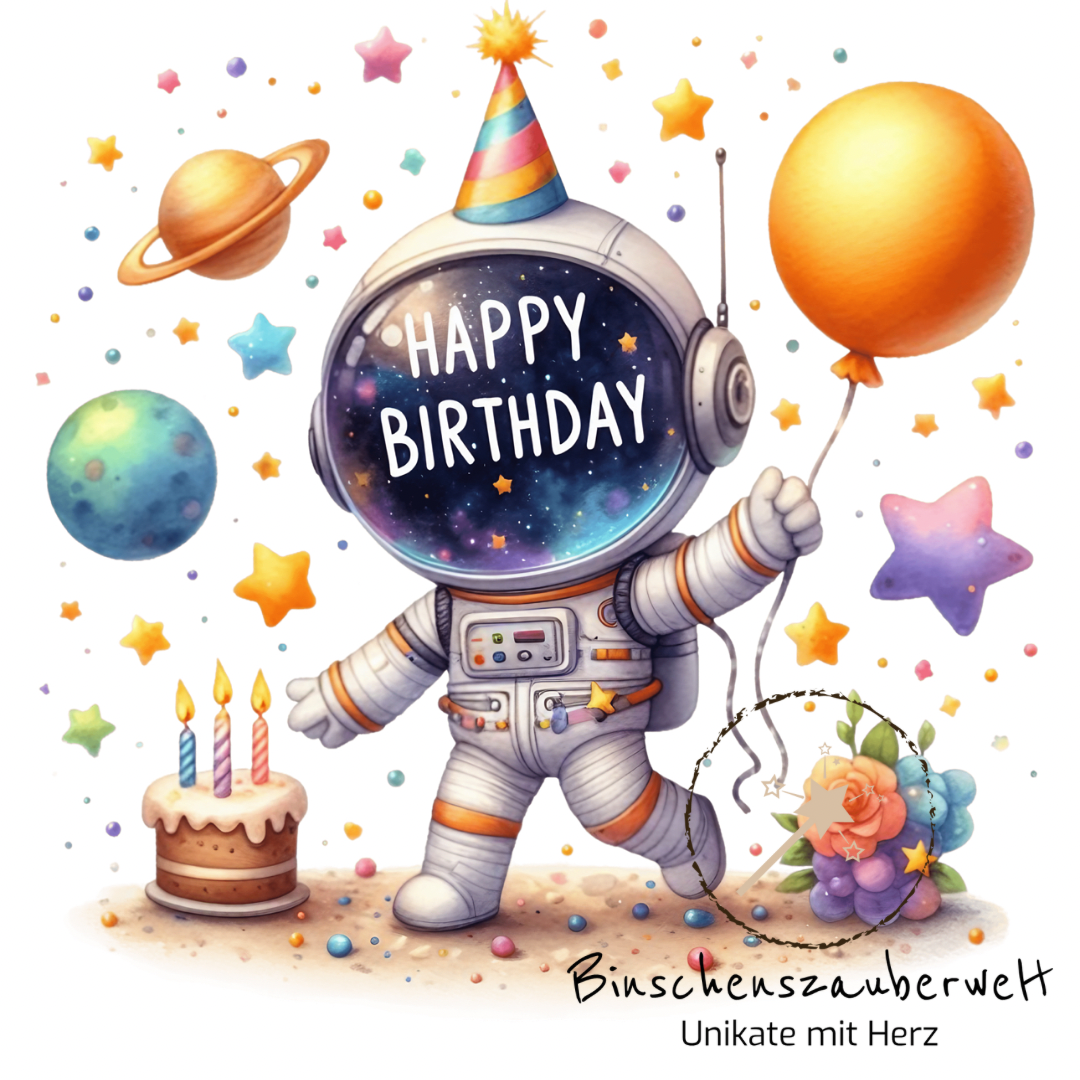 Bügelbild Birthday Astronaut